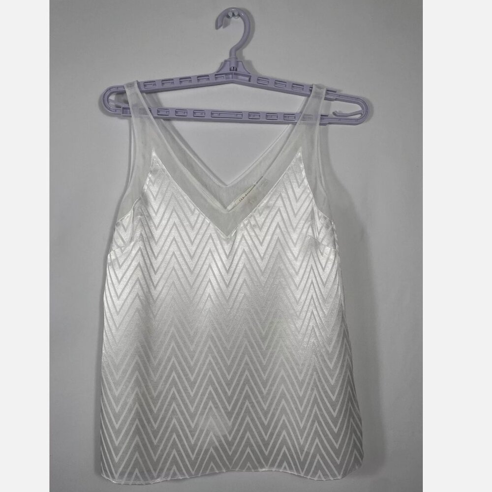 Ted Baker Piiaa Tonal Chevron Blouse Size 3 Ivory